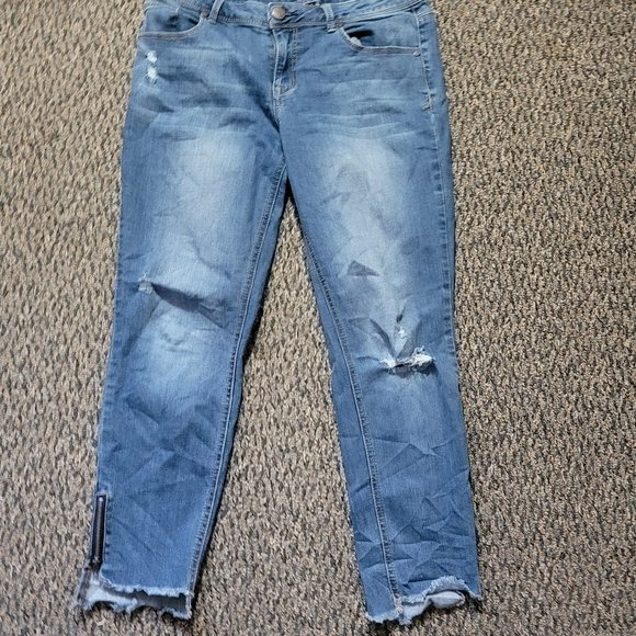 1822 Denim Denim - 1822 Denim Ripped Zipper Frayed Edge Distressed Leggings Size 10